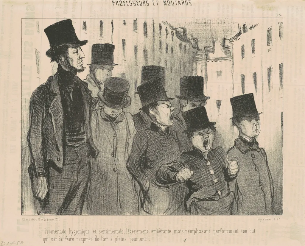 Promenade hygiénique et sentimentale ..., by Honoré Daumier, ink, 1846