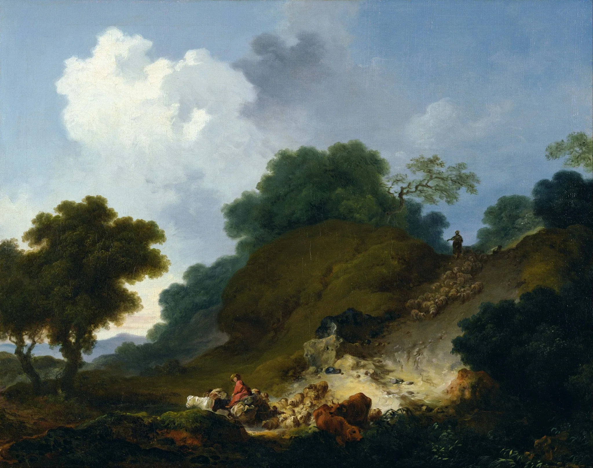 Landscape with Shepherds and Flock of Sheep, detail