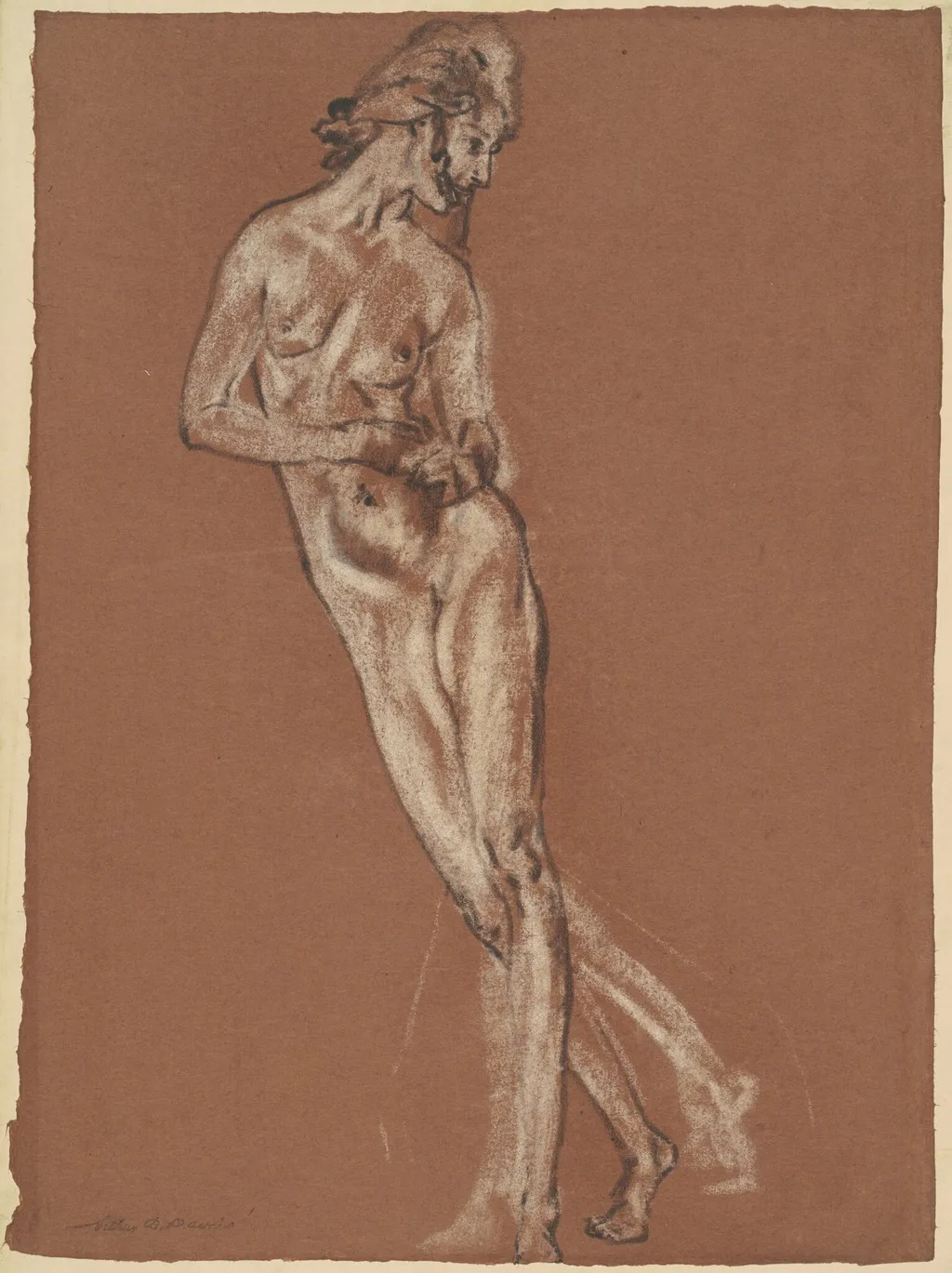 Study for "Stars and Dews and Dreams of Night", by Arthur Bowen Davies, charcoal, 1927