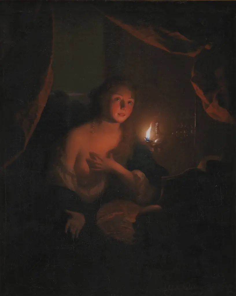 The Penitent Saint Mary Magdalene, by Godfried Schalcken, oil, 1692