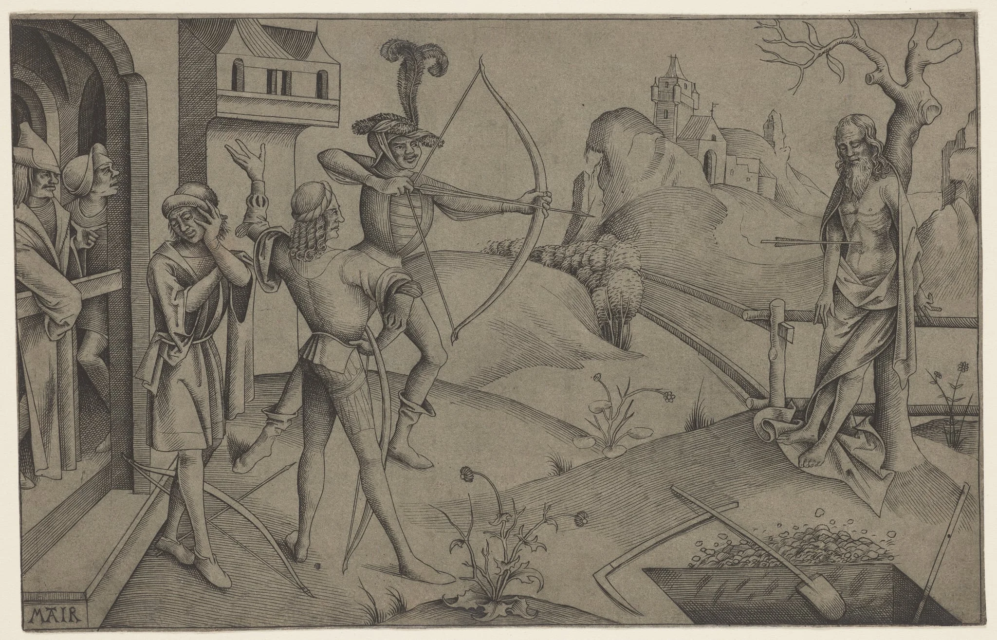 The King's Sons Shooting at their Dead Father's Body, detail