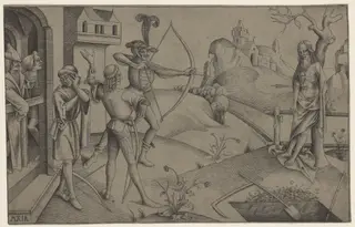 The King's Sons Shooting at their Dead Father's Body, by Mair von Landshut, 1500