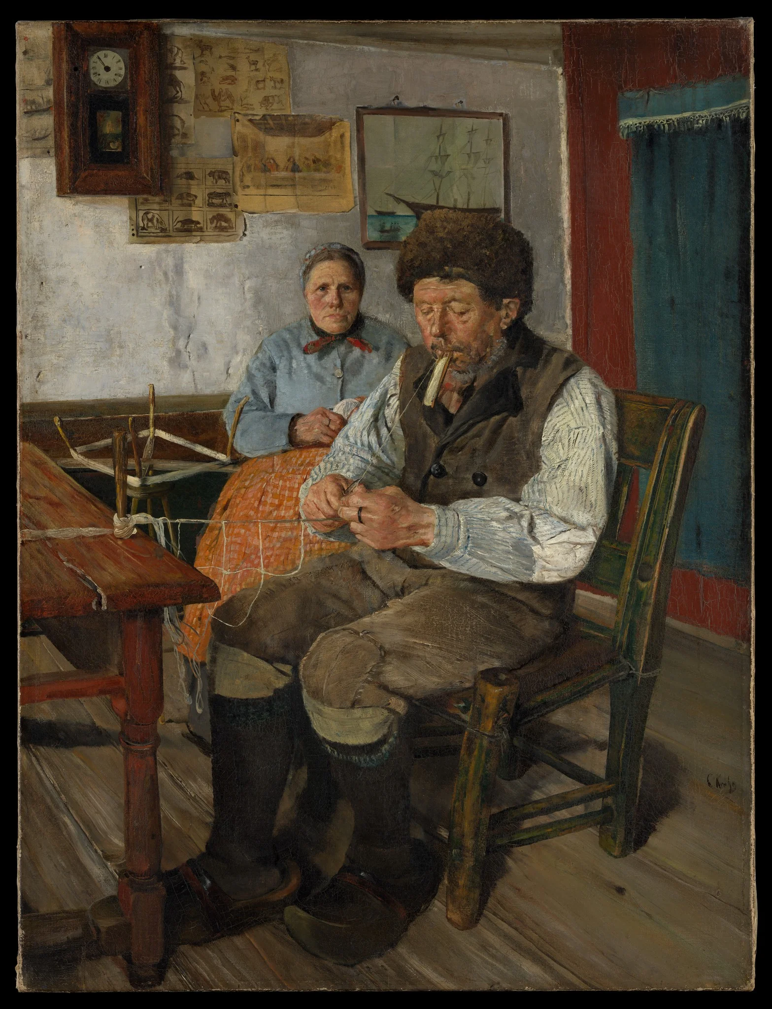 The Net Mender (Garnbinderen), detail