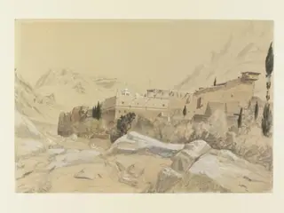 The Convent, Mount Sinai, by Richard Beavis, watercolor, 1875