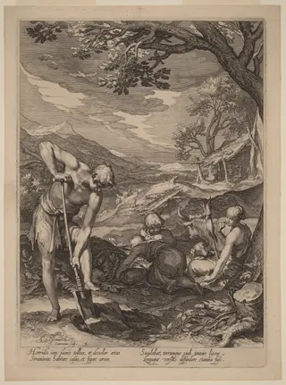 Adam and Eve Working, by Jan Pietersz Saenredam, ink, 1604