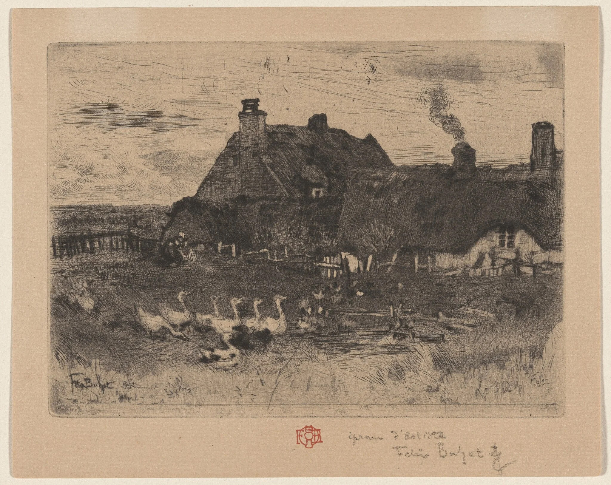 Les Petites Chaumieres (Thatched Cottages -- Small Plate), detail