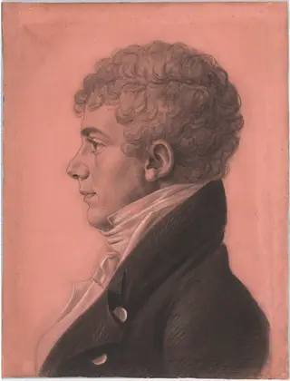 George Raleigh Dearborn, by Charles B. J. Févret de Saint-Mémin, charcoal, 1806