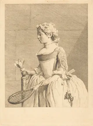 Jeune fille au volant (Jeune fille a la raguette), by Bernard Lépicié, ink, 1742