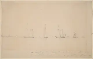 On Board of the Stony Brook Packet, by William Sidney Mount, graphite, 1848