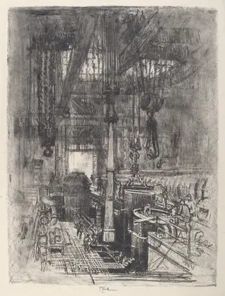 Gun Pit, No.II, by Joseph Pennell, ink, 1917
