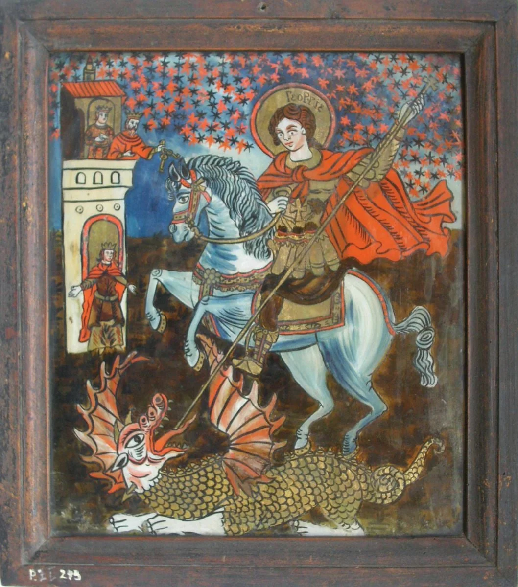 Sf. Gheorghe, ucigând balaurul, detail