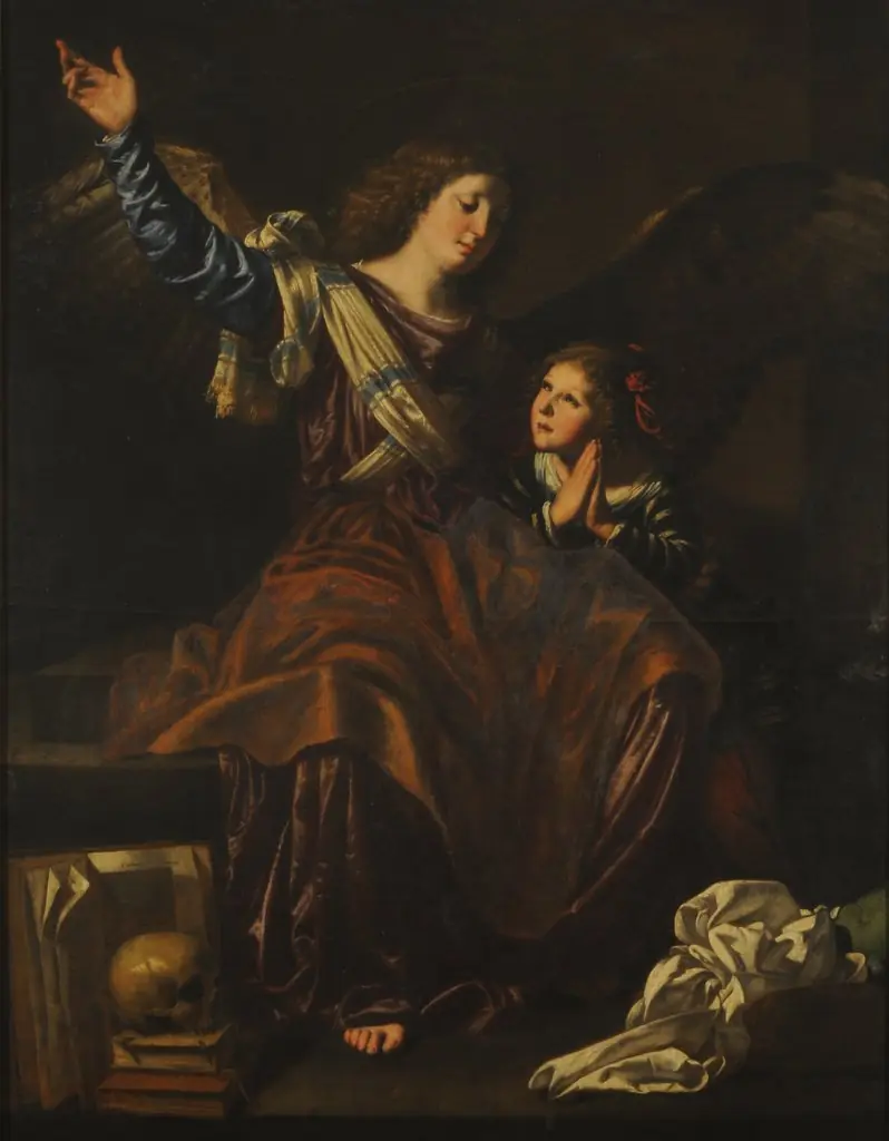 Angel guardian, by Bartolomeo Cavarozzi, oil