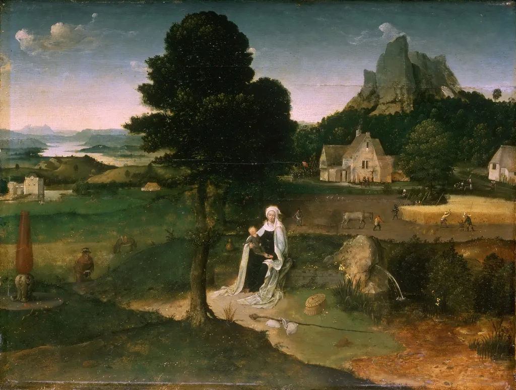 Rest on the Flight into Egypt, by Joachim Patinir, oil
