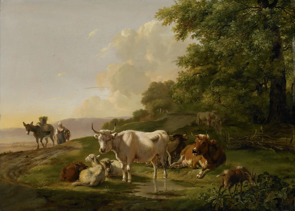 Landscape with Cattle, by Pieter Gerardus van Os, oil, 1806