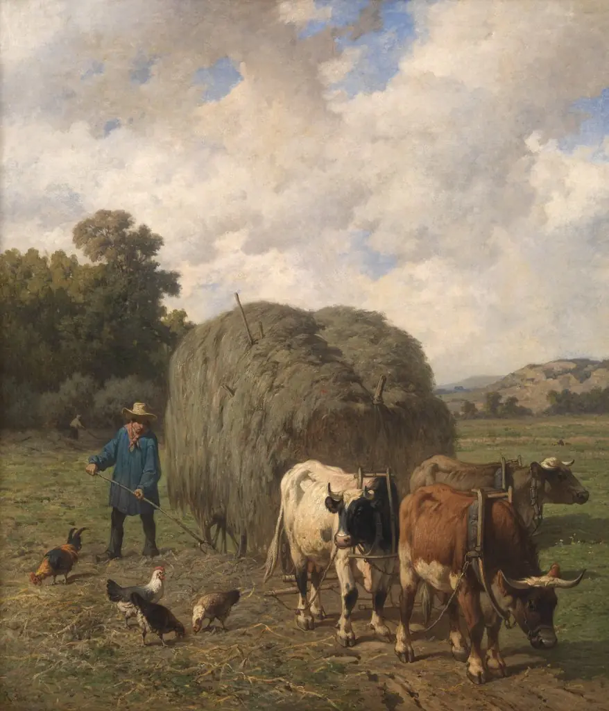 Haycart, by Louis Robbe, oil, 1856