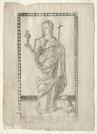Faith (from the Tarocchi, series B: Cosmic Principles & Virtues, #40), by Master of the E-Series Tarocchi, 1467