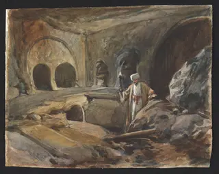 Tomb of Joseph of Arimathea. Jerusalem., by William Simpson, watercolor, 1872