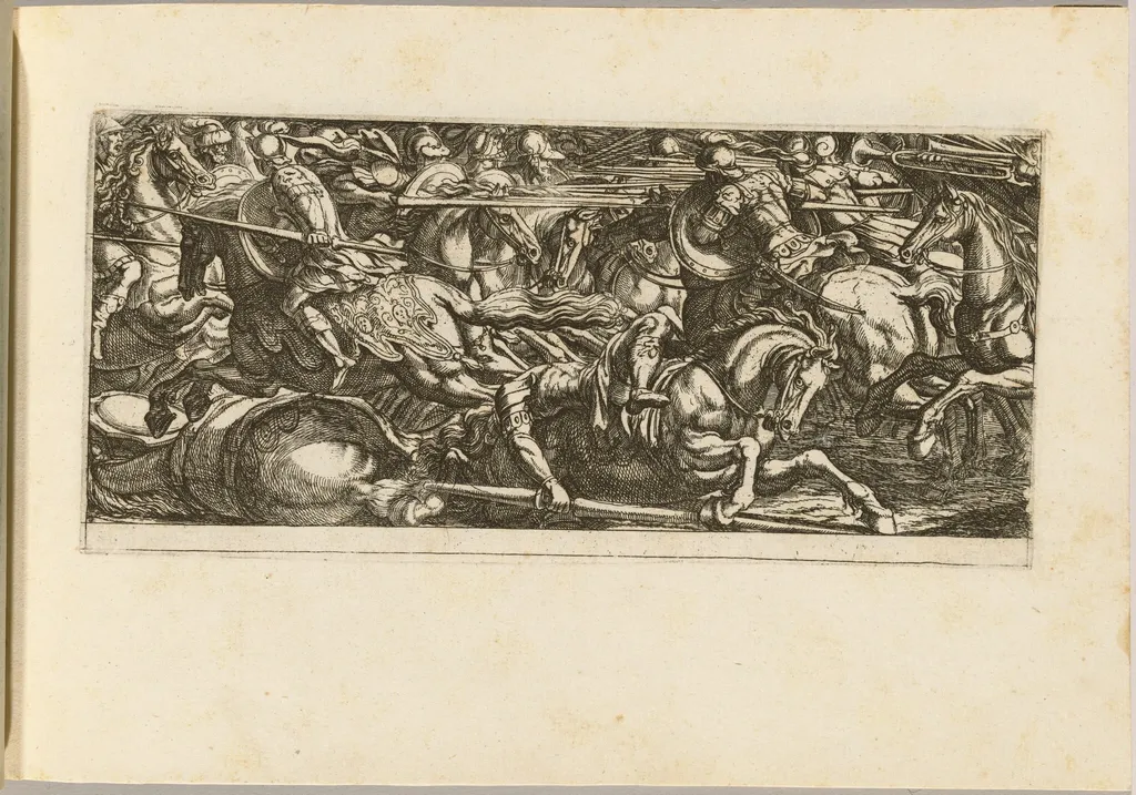 Cavalry Attack with Soldiers Fleeing, by Antonio Tempesta, ink, 1592