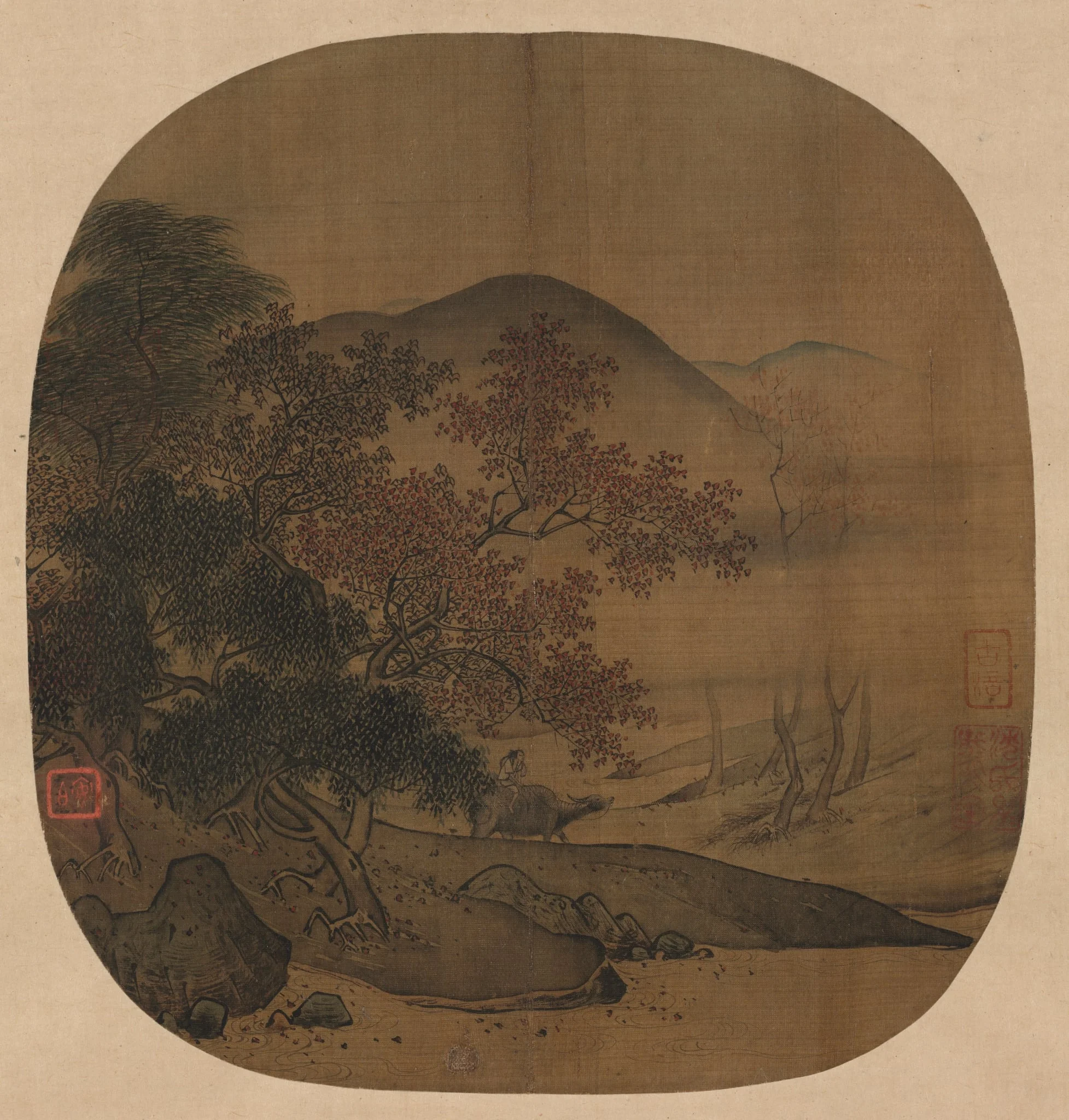 Buffalo and Boy in Autumnal Landscape, detail