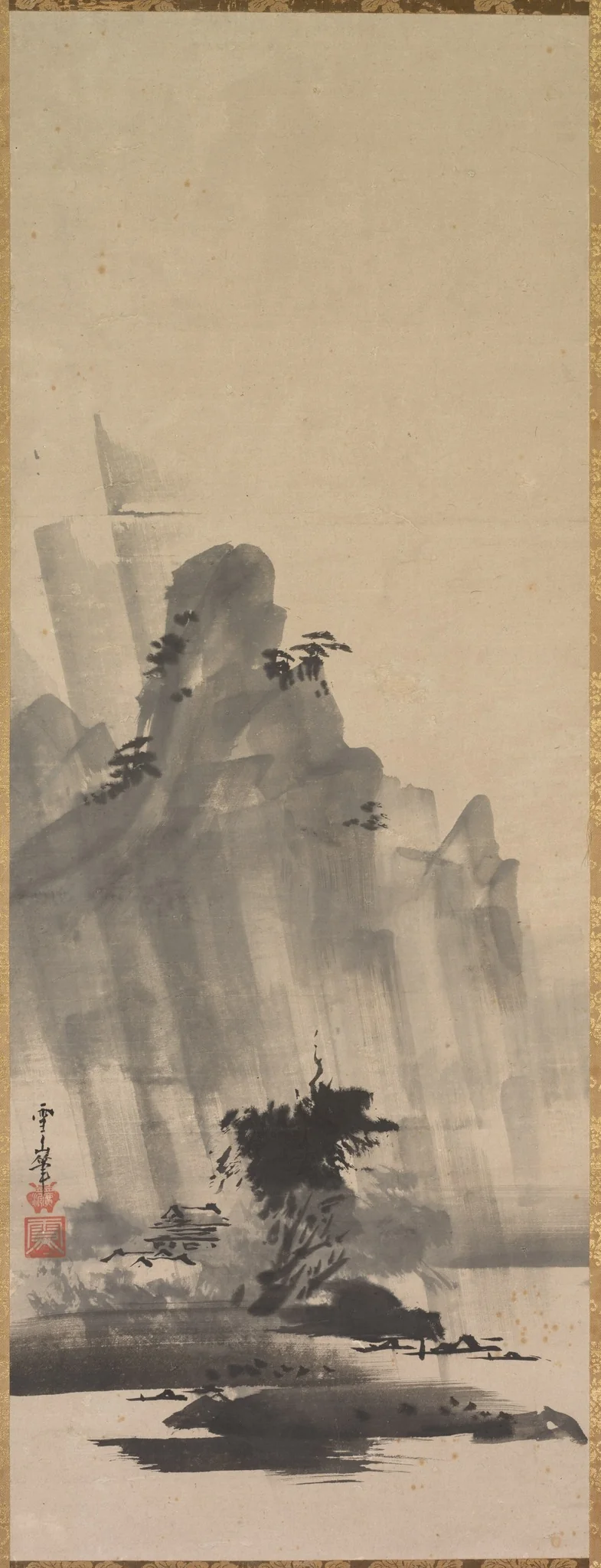 Mountain and River in Storm, detail