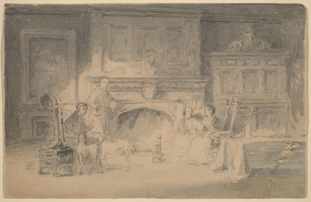 Study for "The Bailey Family", by Robert Walter Weir, ink, 1846