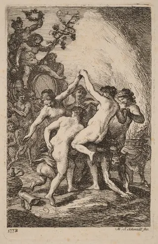 The Triumph of Bacchus with Dancing Nymphs, by Martin Johann Schmidt, ink, 1773