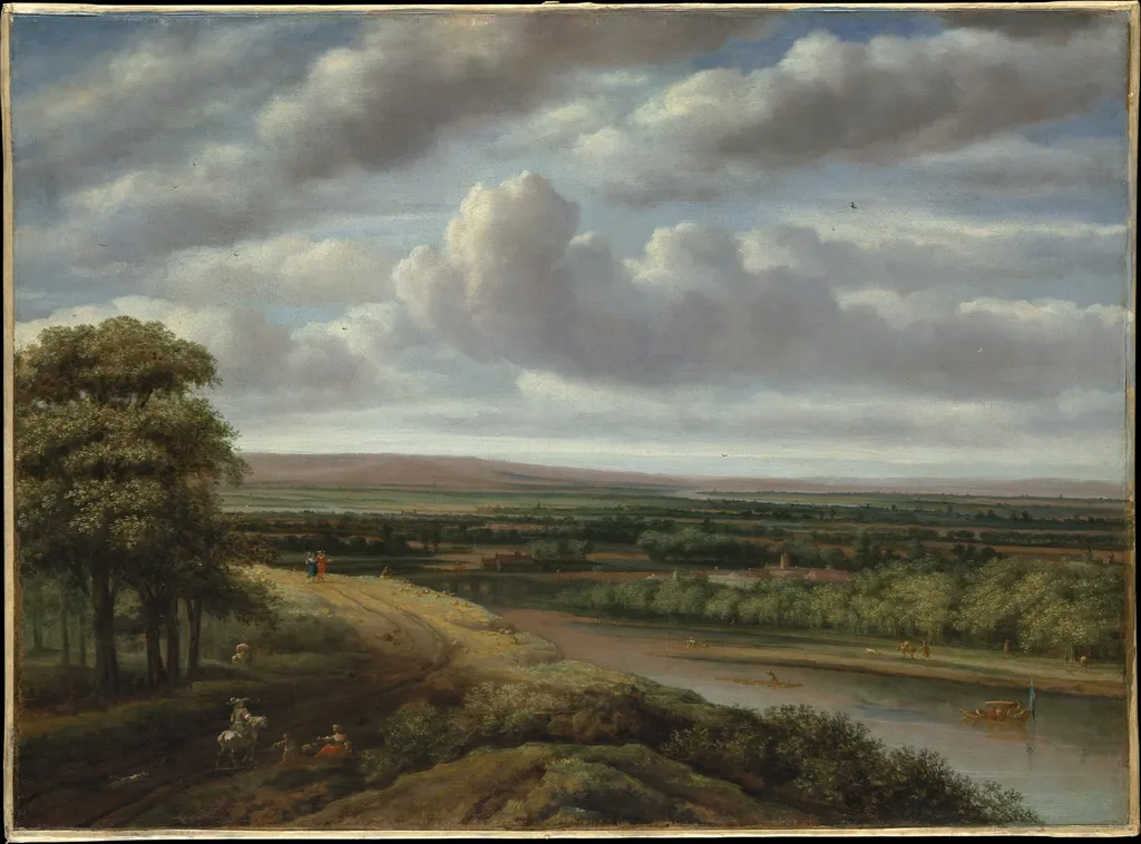 An Extensive Wooded Landscape, by Philips Koninck, oil, 1670