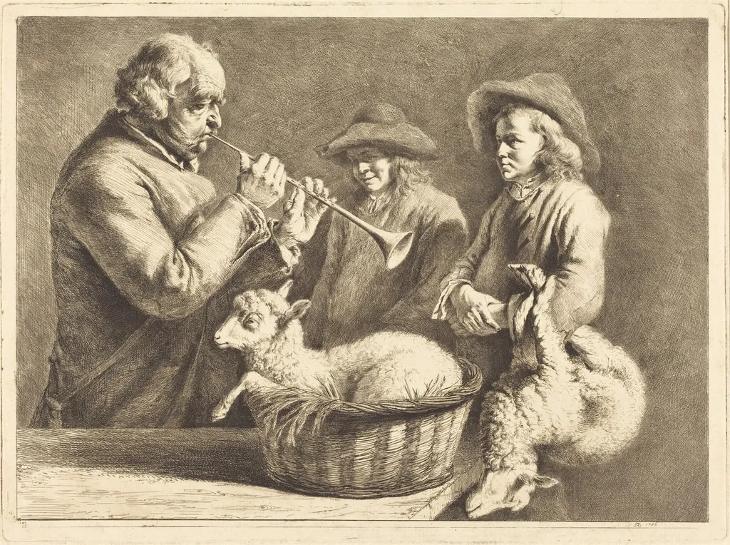 Oboe Player, by Jean-Jacques de Boissieu, ink, 1782