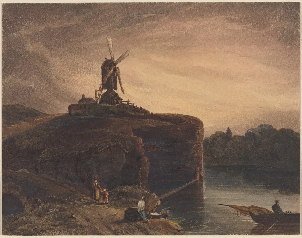 The Mill, by British 19th Century, watercolor, 1801