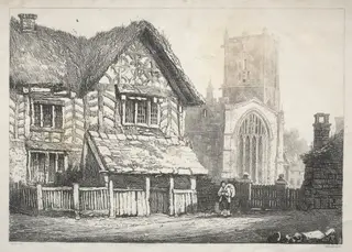 A Series of Ancient Buildings and Rural Cottages in the North of England:  Helmsley, by Samuel Prout, 1821