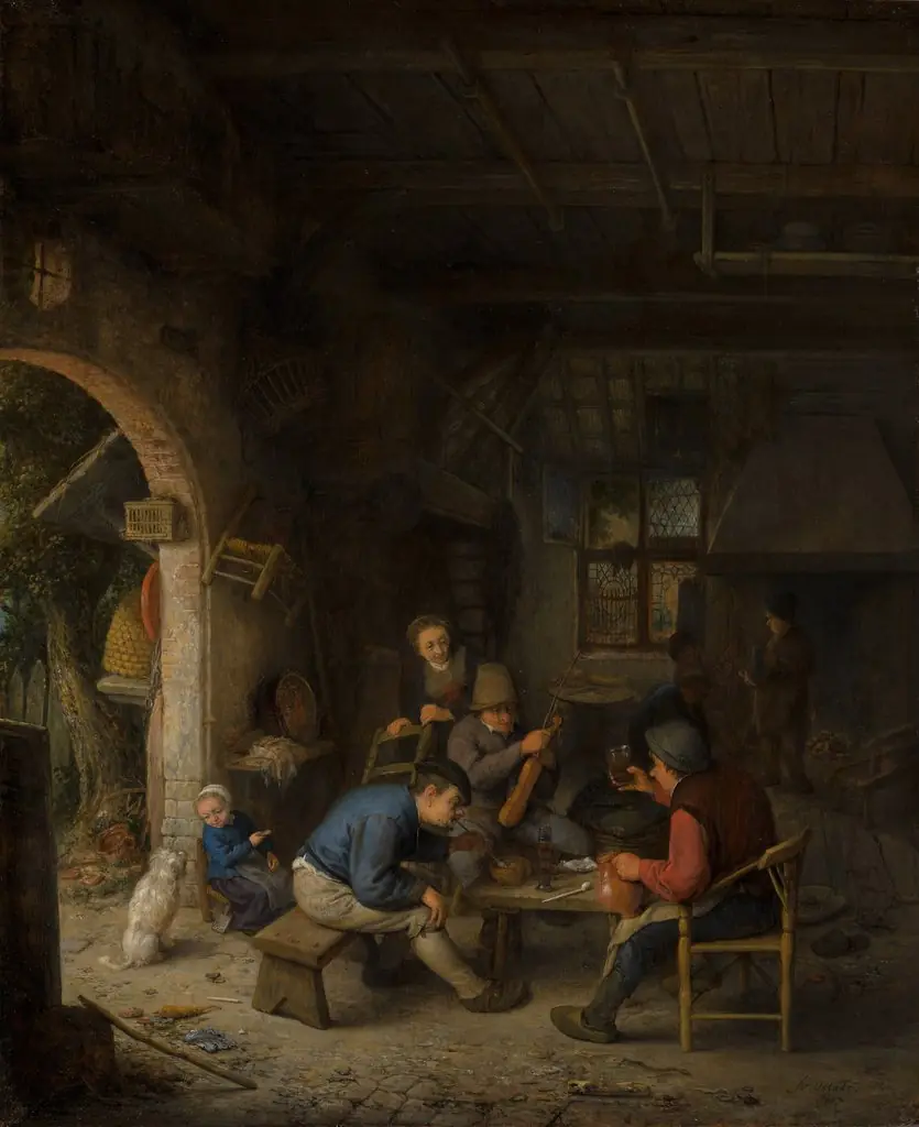 Peasants in an inn, by Adriaen van Ostade, oil, 1662