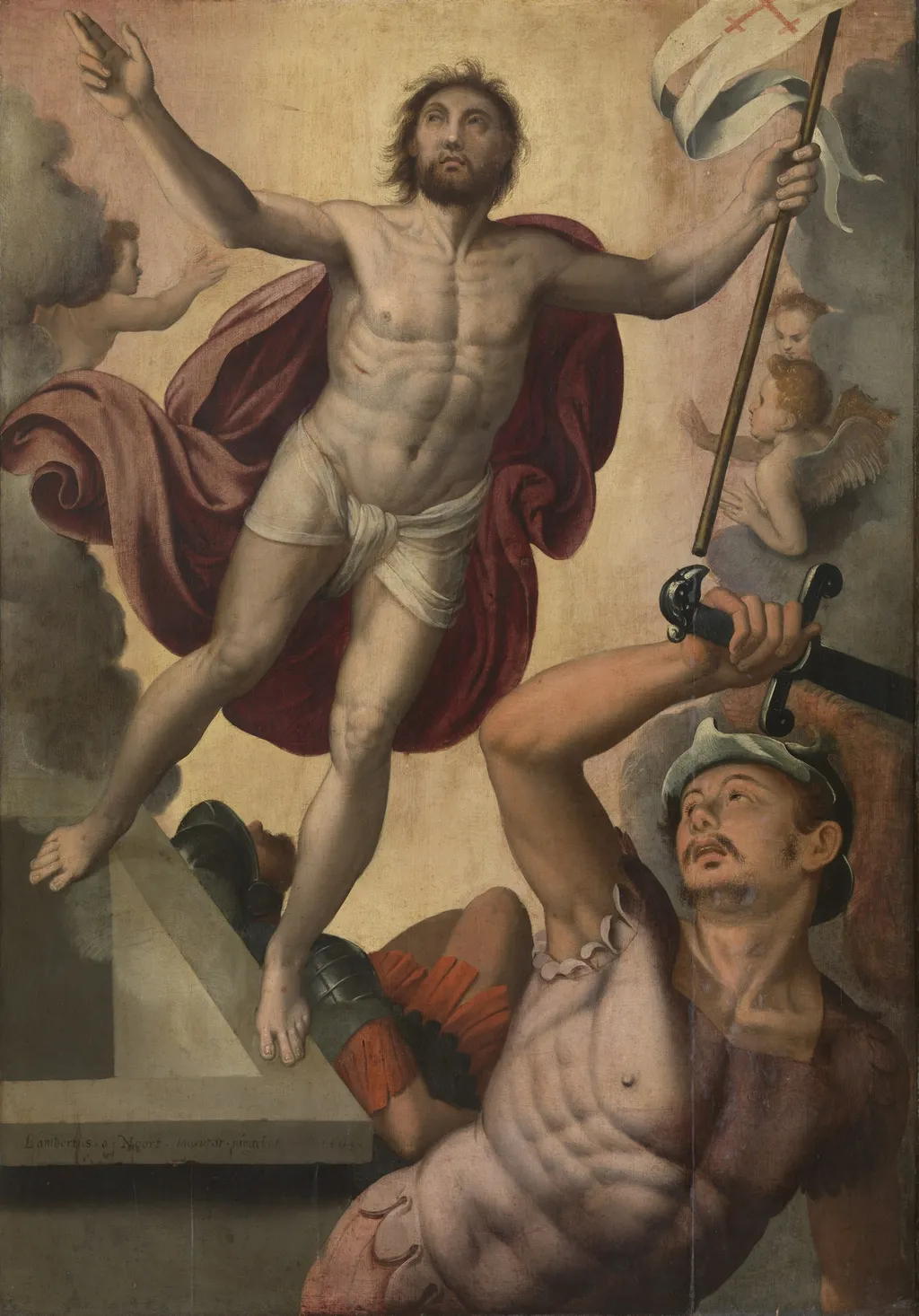 Resurrection of Christ, by Lambert van Noort, oil, 1565