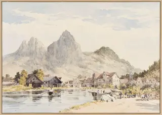 View Near Brunnen, by Charles Claude Pyne, watercolor, 1850