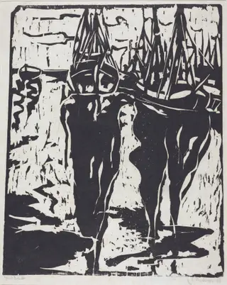 Port Scene (Hafenbild), by Ernst Ludwig Kirchner, ink, 1908