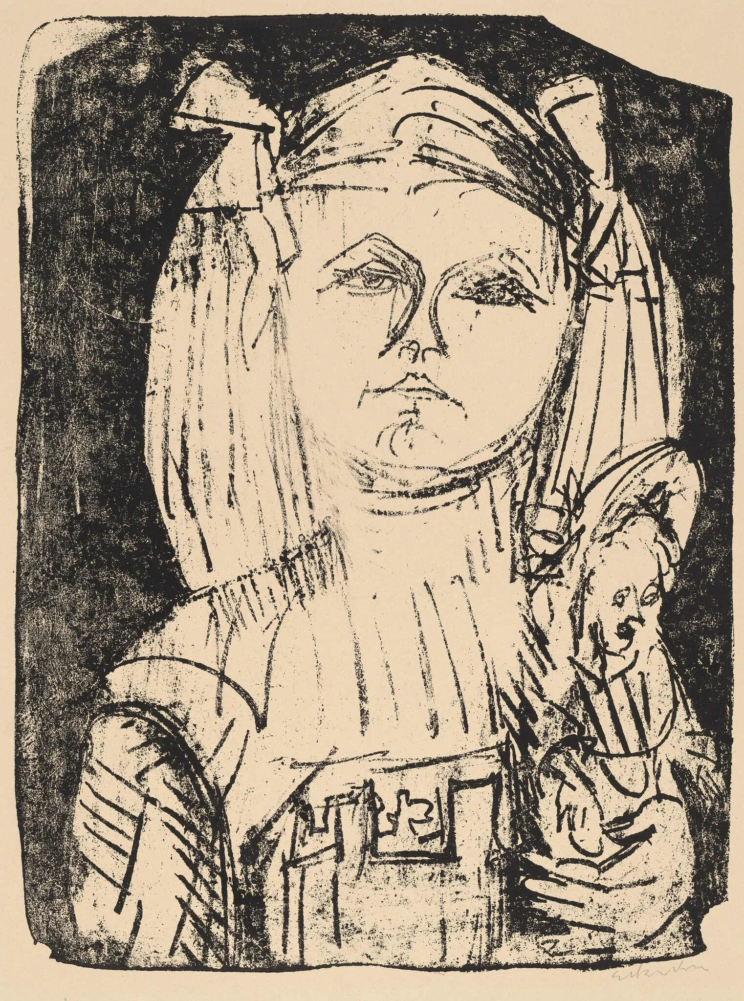 Young Girl with Doll, detail