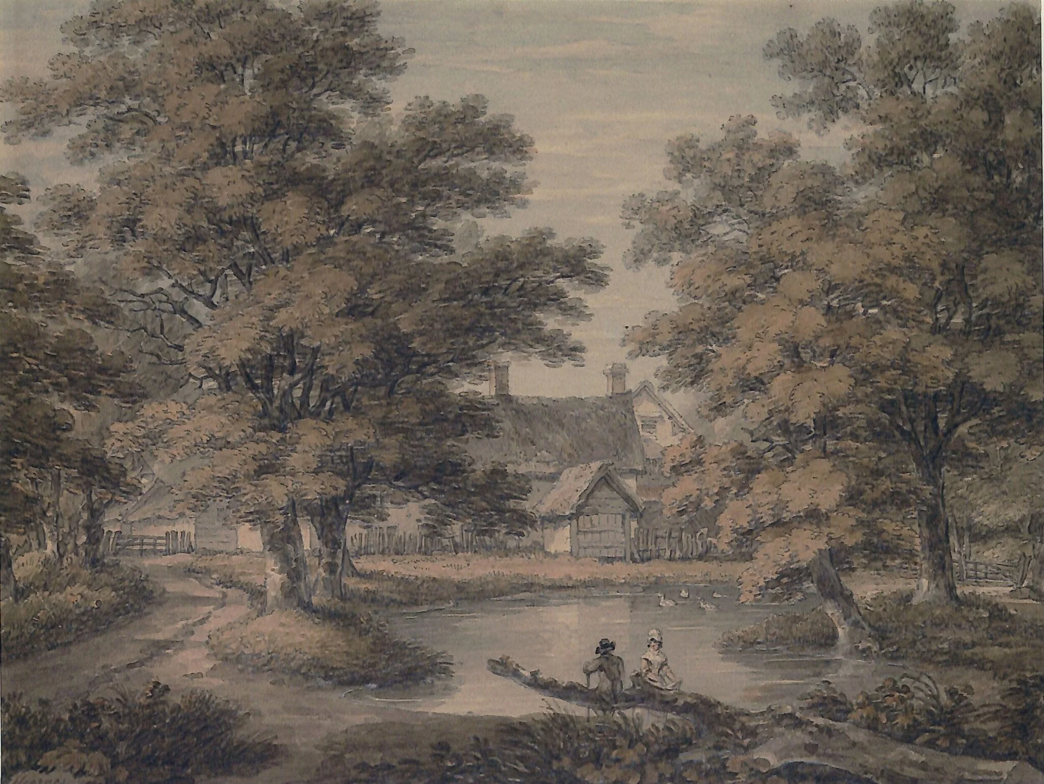 Farmhouse and Trees, detail