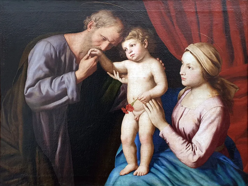 The Holy Family, by Giovanni Battista Salvi da Sassoferrato, paint, 1675