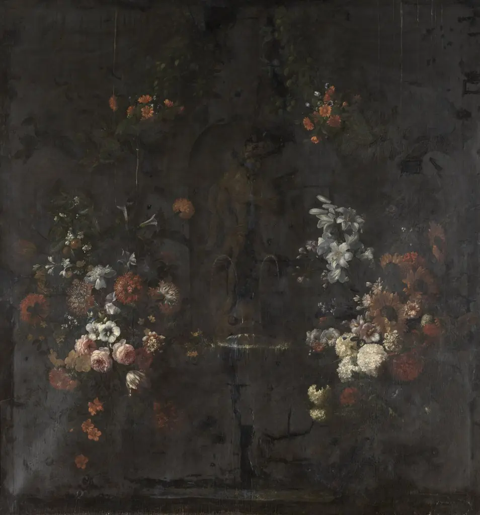 Statue of Apollo with Flowers, by Gaspar Peeter Verbruggen the Younger, oil, 1707