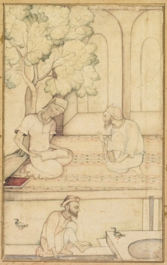 Kabir and Two Followers on a Terrace (recto), detail