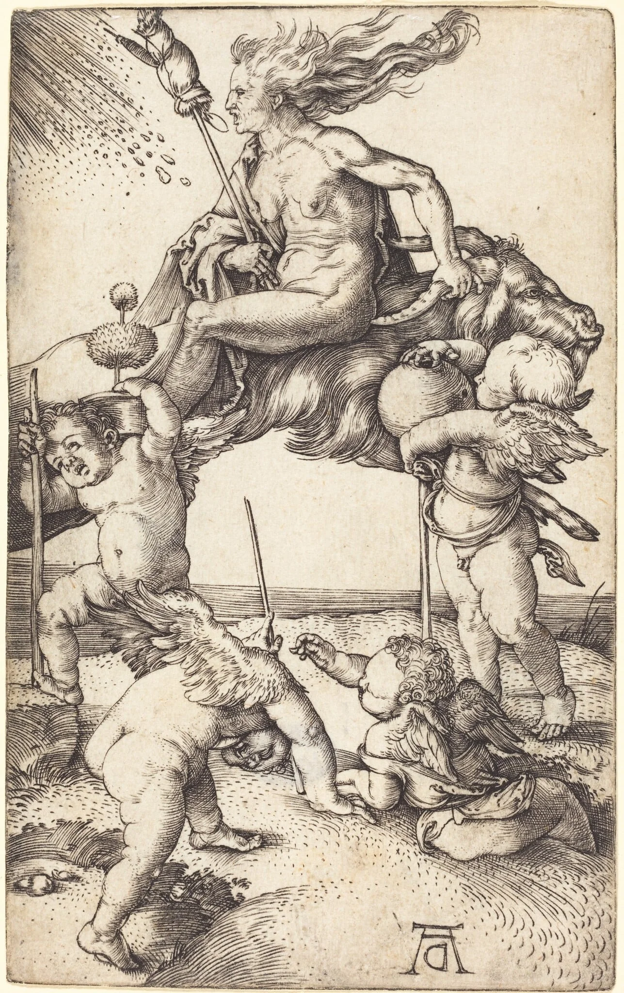 Witch Riding on a Goat, detail