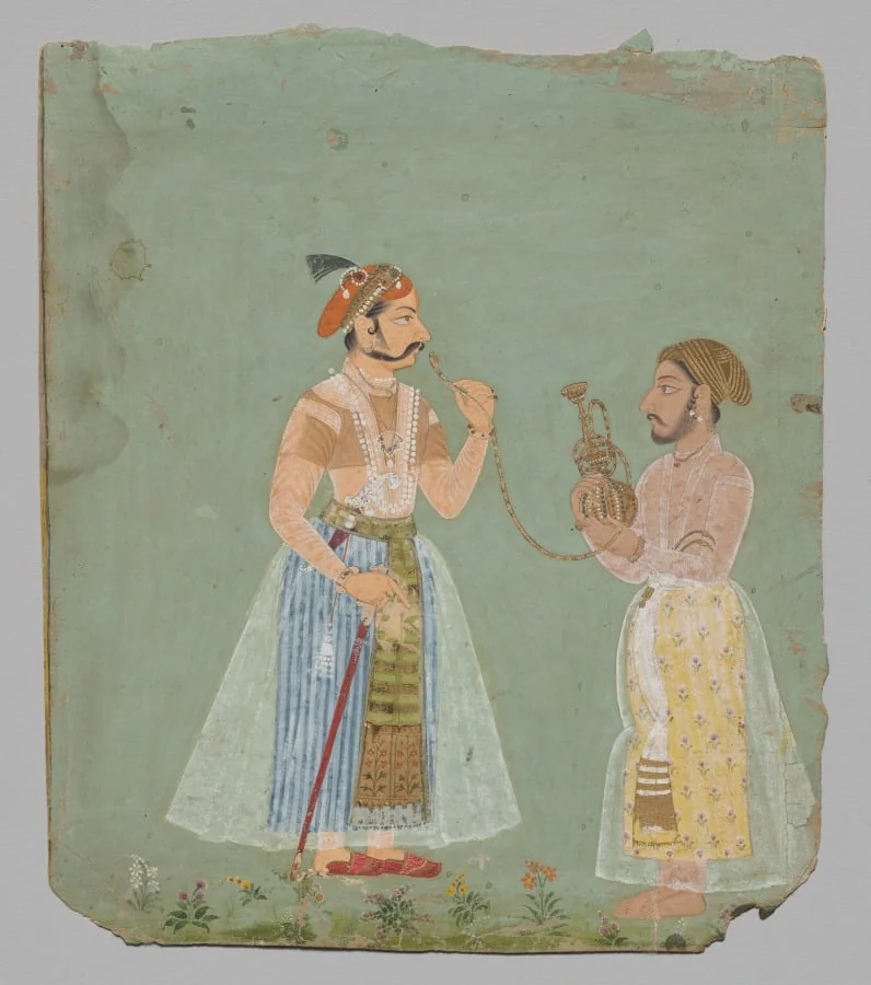 Rana Amar Singh II (reigned 1698–1710) smoking a hookah, detail