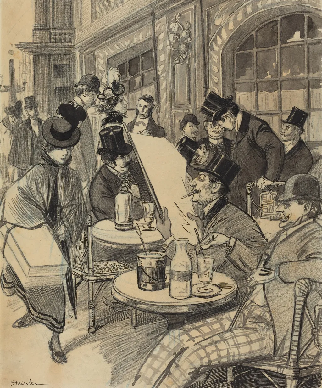 Chez Maxime, by Théophile Alexandre Steinlen, ink, 1891