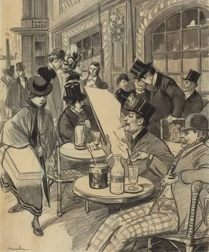 Chez Maxime, by Théophile Alexandre Steinlen, ink, 1891