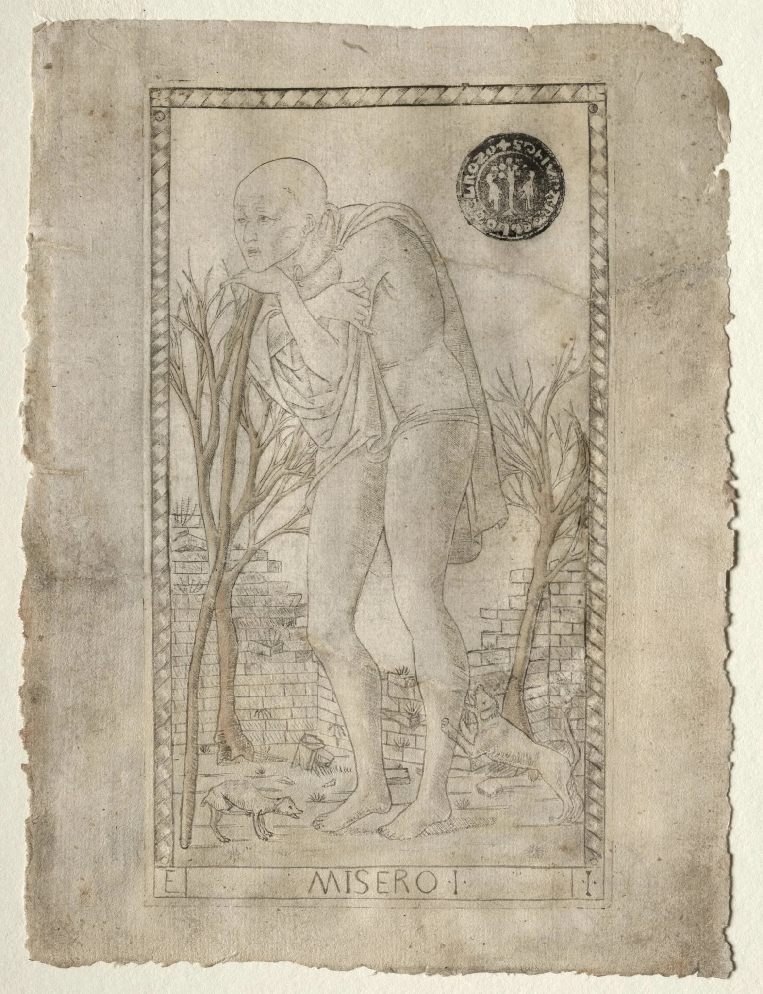The Beggar (from the Tarocchi, series E: Conditions of Man, #1), detail