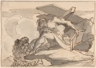 Saint Jerome in the Wilderness, by Paul Troger, ink, 1730