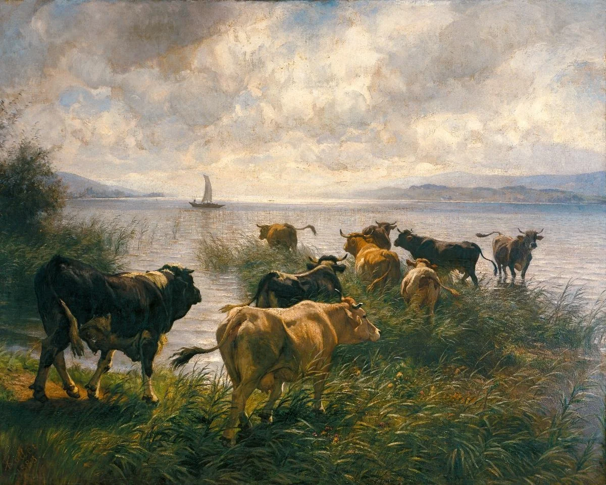 Viehherde am See, detail