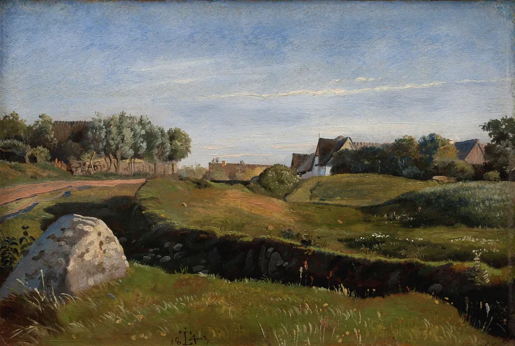 Landscape near Vejby seen from the North. Afternoon Light, by Johan Lundbye, oil, 1843