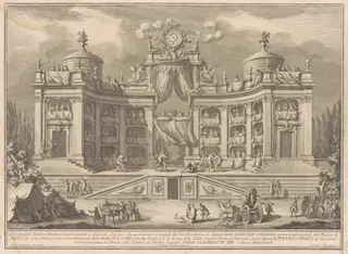 The Seconda Macchina for the Chinea of 1766: A Theater for Athletic Games, by Giuseppe Vasi, ink, 1766