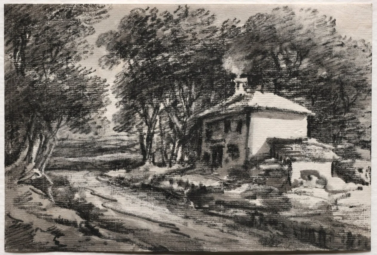 Landscape with Cottage (recto), detail