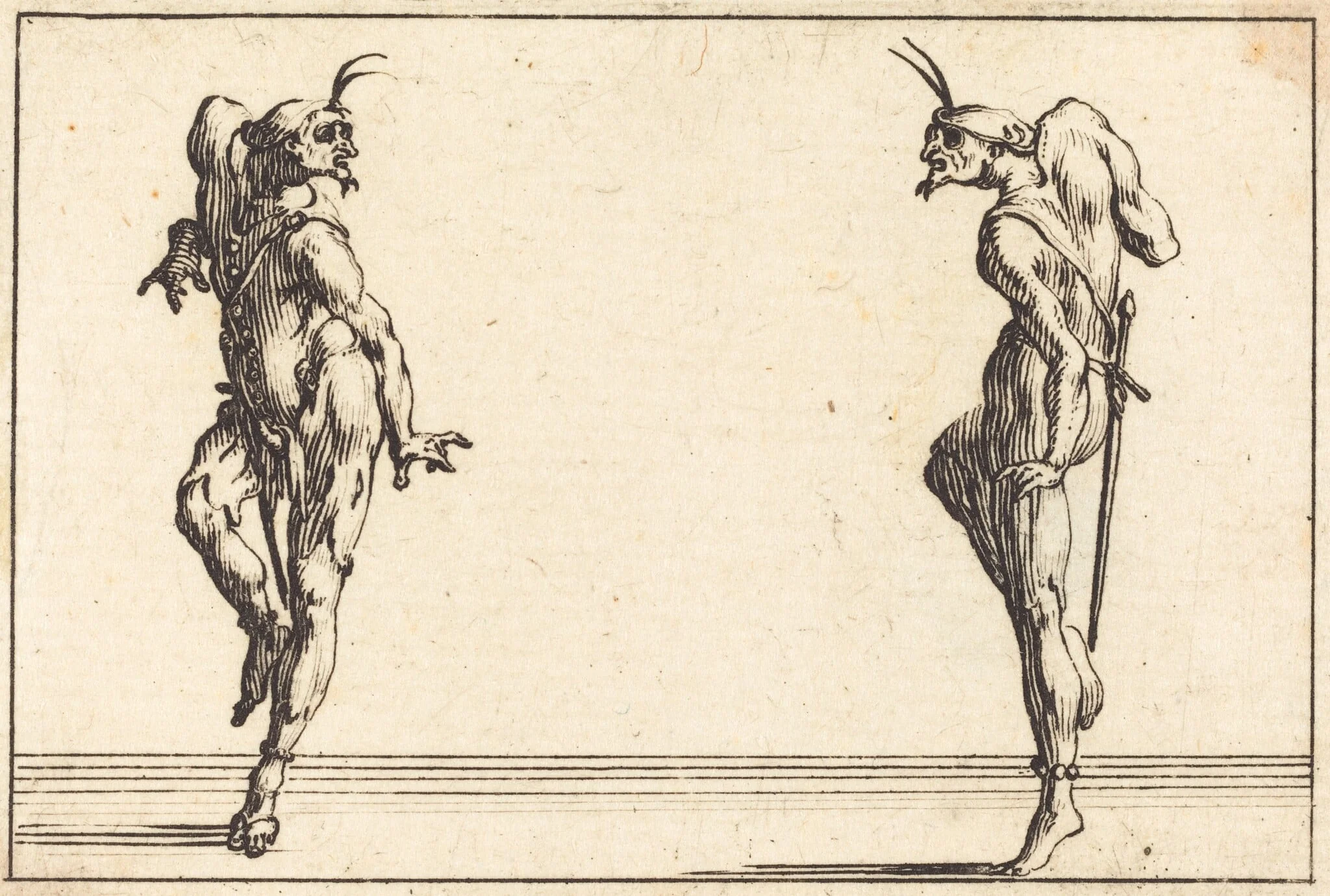 Two Pantaloons Dancing, detail